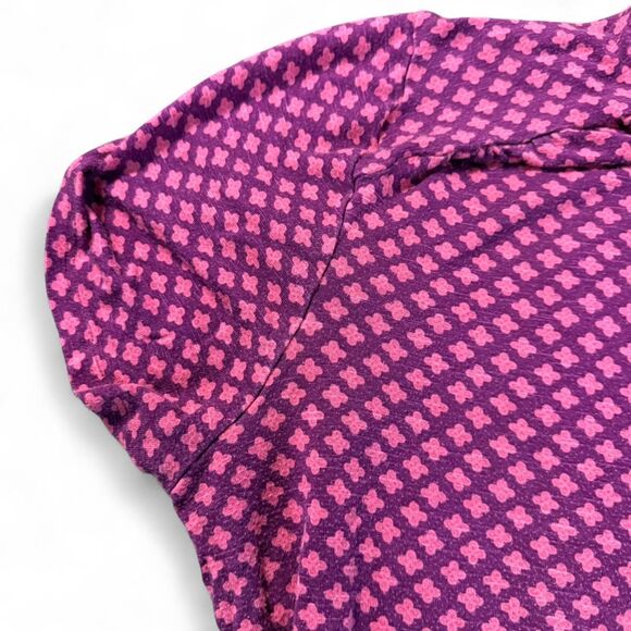 Lane Bryant Pink Purple Quatrefoil V-Neck A-Line Dress 18/20 Plus - Picture 6 of 9